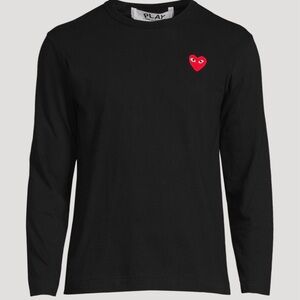 Comme des Garcons PLAY Black Long Sleeve Tee with Red Heart